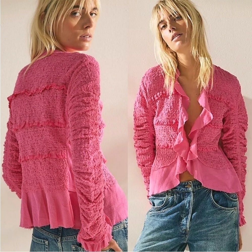 Free People Demi Ruffle Jacket in Pink Sz XS - Picture 1 of 12